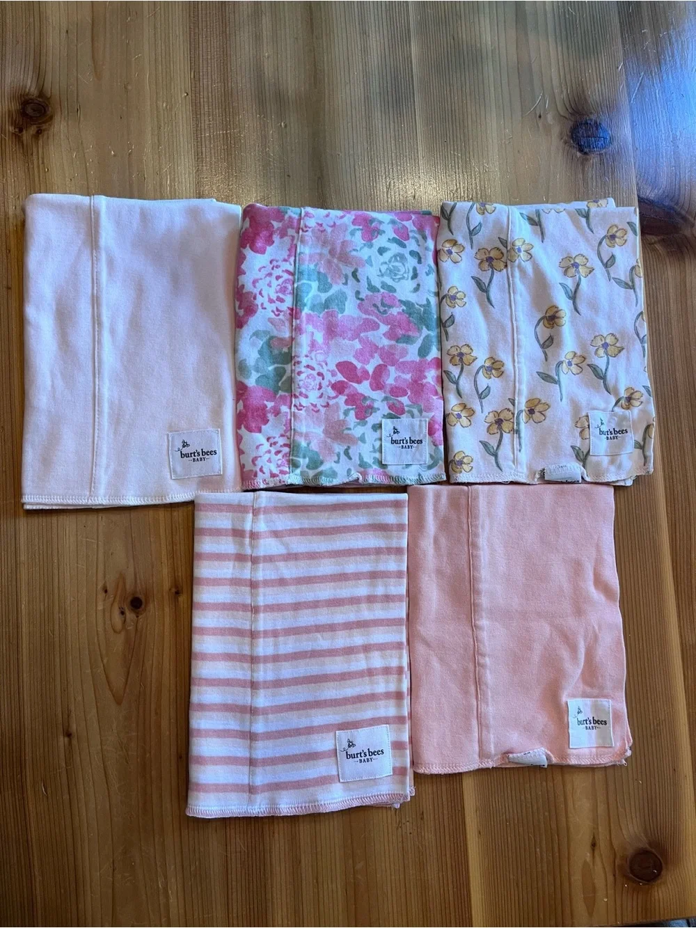 Burt's Bees Baby Pink & Floral Burp Cloth Set